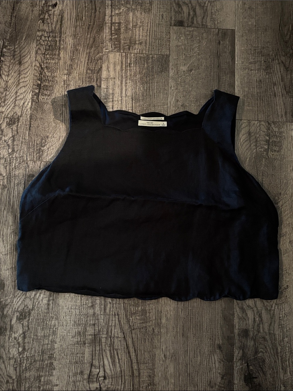 Abercrombie & Fitch Scallop Edge Linen Tank - Black - Size Large